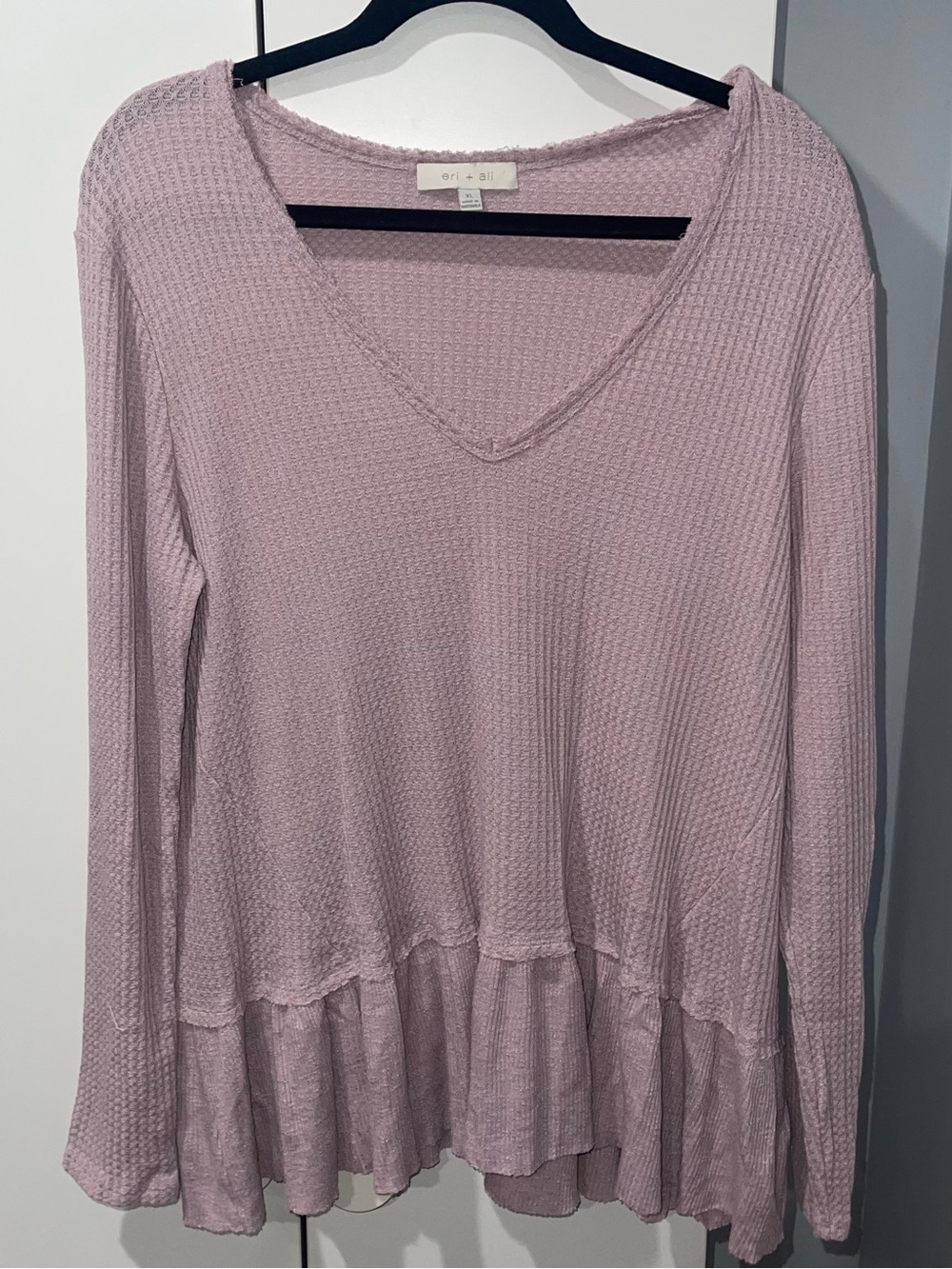 Eri & Ali Waffle-Knit V-Neck Peplum Tunic